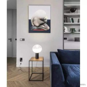 Lampa stołowa Laguna okrągła złota szklana elegancka 37cm