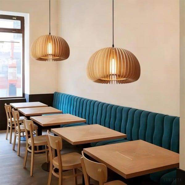 Wooden Pumpkin Pendant Lamp in Rustic Elegance Style