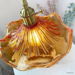 Retro glass pendant lamp with hibiscus flower 23 cm