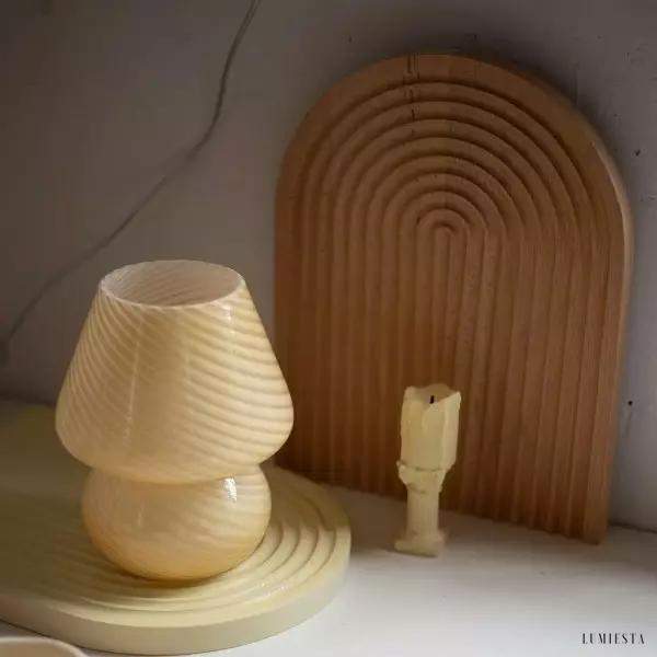 Lampa stołowa grzyb alabaster biała nordycka — kolekcja oświetlenia designerskiego