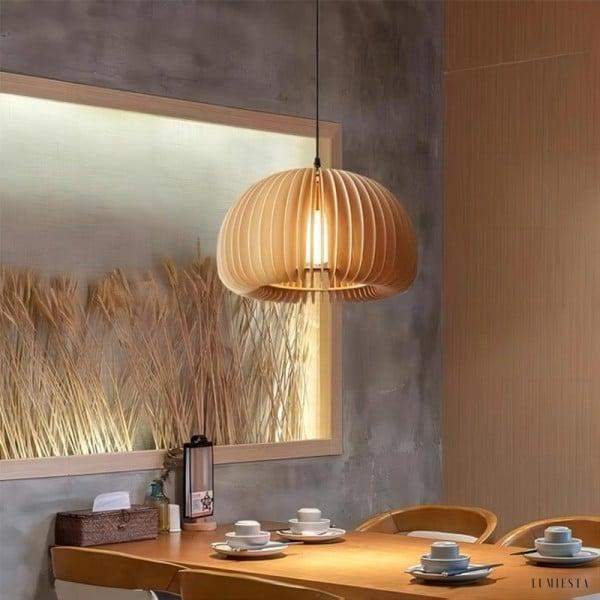 Wooden Pumpkin Pendant Lamp in Rustic Elegance Style
