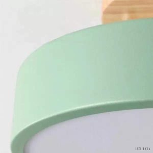 Skandynawska Okrągła Lampa Sufitowa Drewniana LED