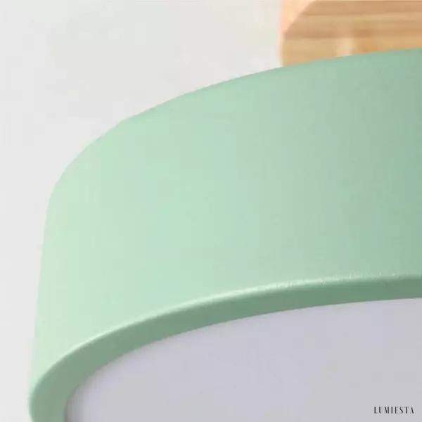 Skandynawska Okrągła Lampa Sufitowa Drewniana LED