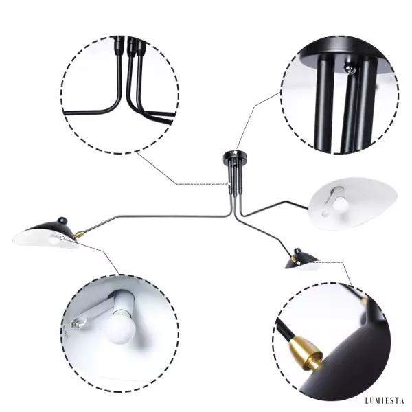 Obeji - Lampa sufitowa stylowa z regulowanym kloszem