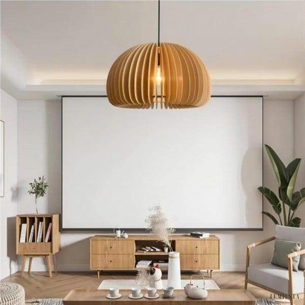 Wooden Pumpkin Pendant Lamp in Rustic Elegance Style