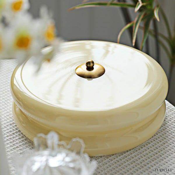 Lampa sufitowa w stylu Art Deco, biały/kremowy, platfon Ø32/40cm