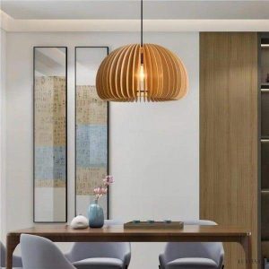 Wooden Pumpkin Pendant Lamp in Rustic Elegance Style