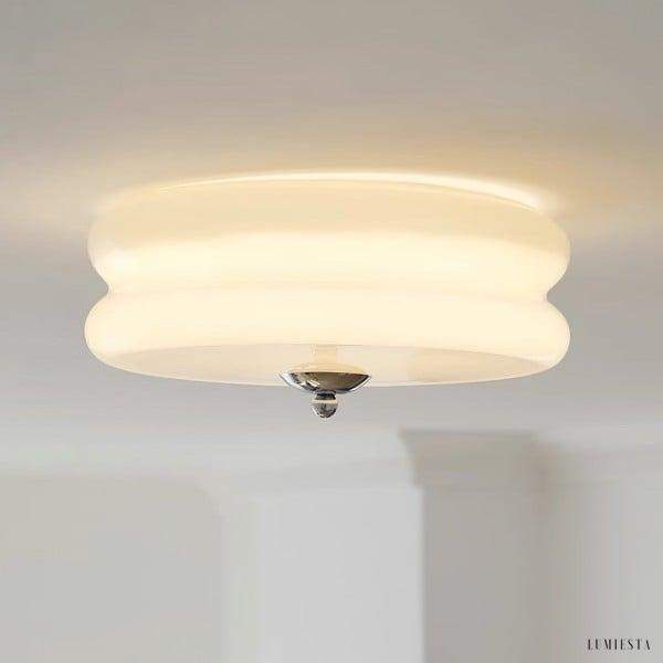 Lampa sufitowa w stylu Art Deco, biały/kremowy, platfon Ø32/40cm