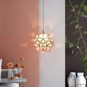 Lampa wisząca w kształcie płatków kwiatu z miedzią