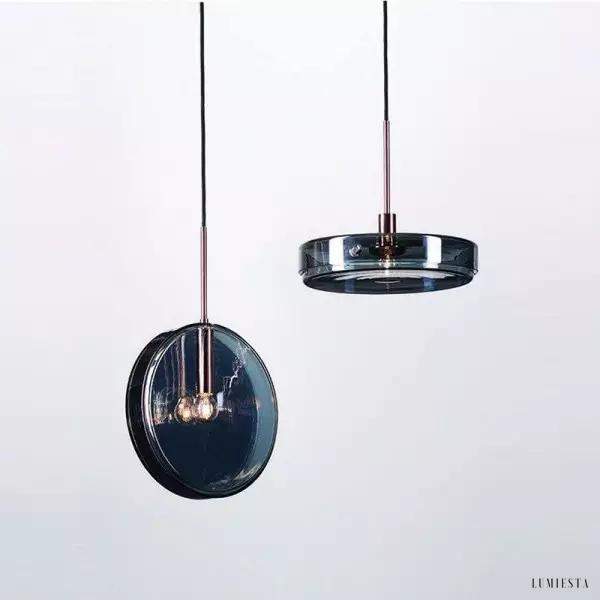 Dark blue glass pendant lamp modern design