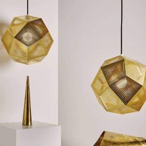 Lampa Wisząca Echo Złoty Nowoczesny Żyrandol ze Stali Nierdzewnej