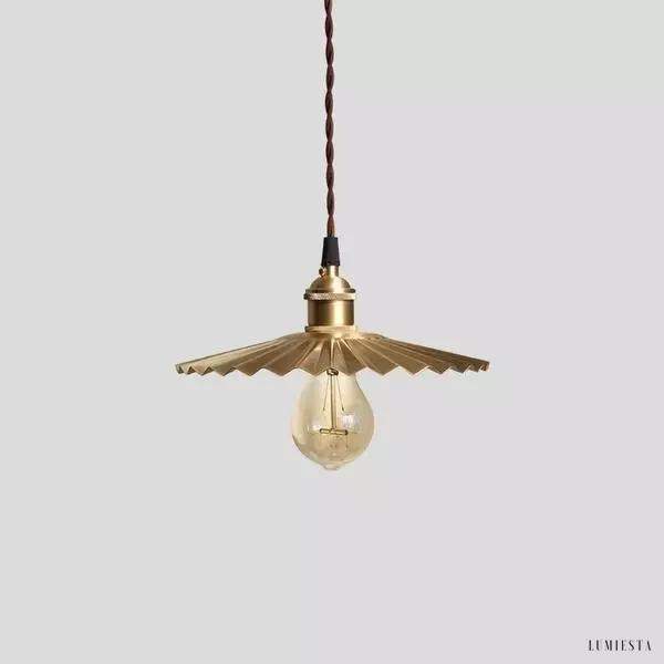 Mosiężna Lampa Wisząca Parasol w stylu rustykalnym