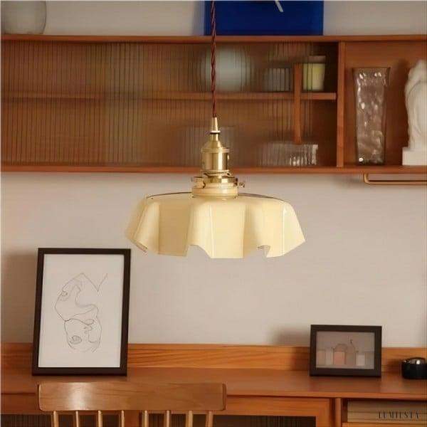 Lampa Wisząca Kwiatowa Styl Retro Szklana