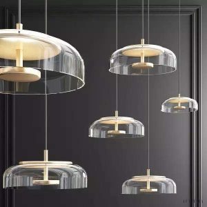 Lampa wisząca Plum szklana elegancka z modułem LED, detal górnej oprawy