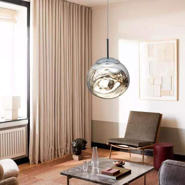 Lampa wisząca Eloru szklana kula z nieregularnym wzorem efektu lawy
