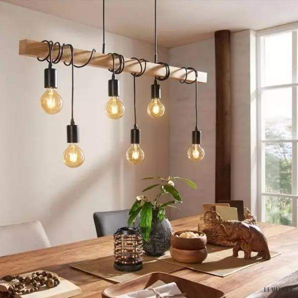 Lampa wisząca Wooden drewniana z prostokątną konstrukcją