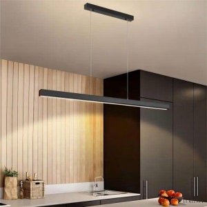 Abressa – lampa wisząca metalowa czarna podłużna LED