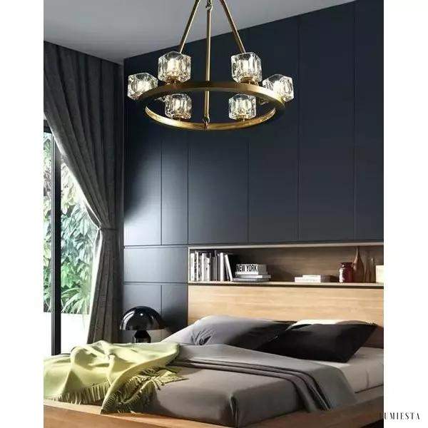 Lampa wisząca kryształowa w stylu minimalistycznym złota