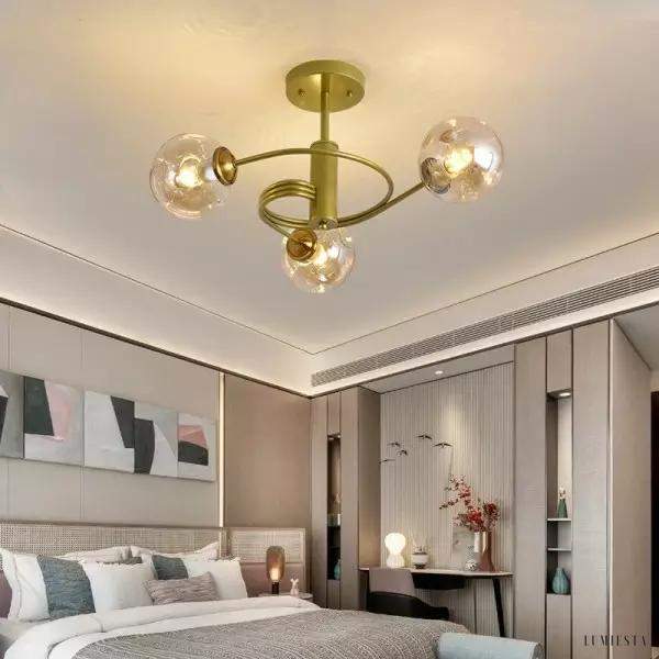 Lampa wisząca Globe kombinacja szkła i metalu 5 źródeł światła