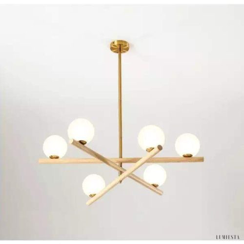 Lampa wisząca minimalistyczna z szklanymi kulami 6-bulbowa