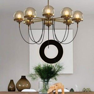 Nowoczesny żyrandol w kształcie szklanej kuli 5-10 lampowy