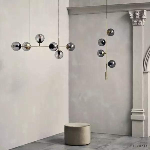 Lampa wisząca Orb w stylu industrialnym z kulistymi kloszami