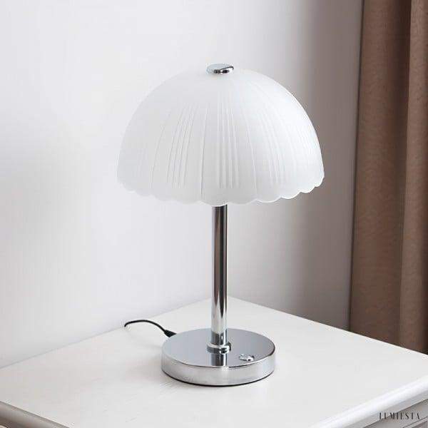 Minimalistyczna lampa nocna szklana z kloszem w kształcie grzyba