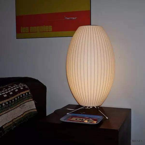 Lampa stołowa Nelson z zestawem trójnogów w stylu bąbelkowym z ryflowaną, białą kulą