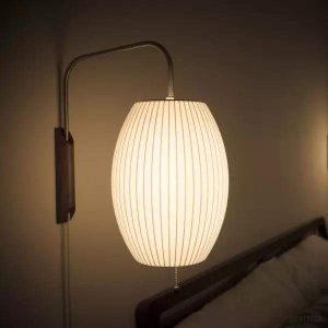 Lampa ścienna Nelson z okrągłym kloszem z jedwabiu