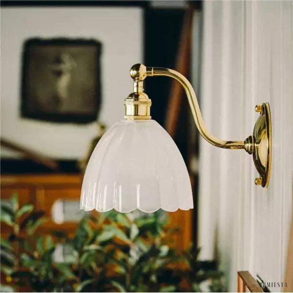 Lampka ścienna retro z mosiądzu i szkła stylowa dekoracja
