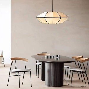 Aria - Bubble fabric pendant lamp in white-black/brown-black, Ø40/50/60cm
