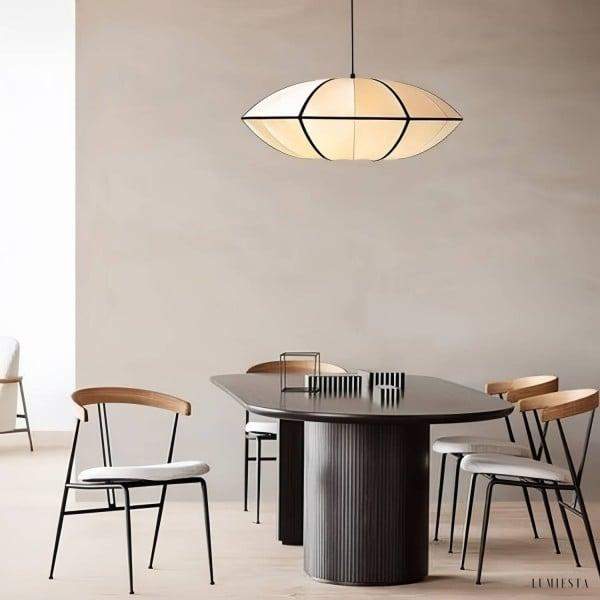 Aria - Bubble fabric pendant lamp in white-black/brown-black, Ø40/50/60cm