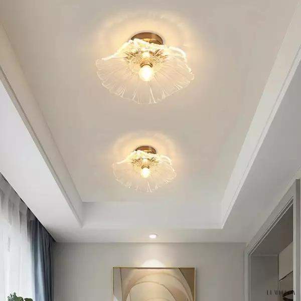 Lampy sufitowe Lotus w kształcie kwiatu ze szkła retro, styl vintage, 1-punktowa