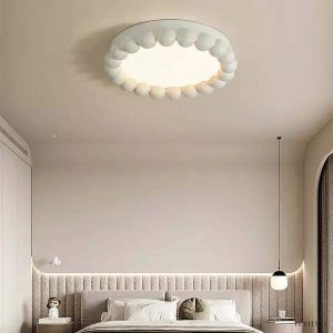 Kremowa Okrągła Lampa Sufitowa LED w Stylu Art Deco