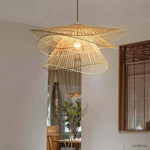 Rattan pendant lamp in rustic style