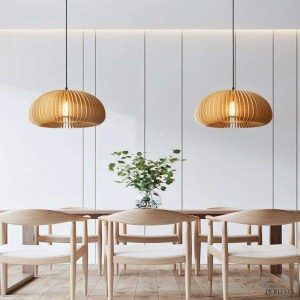 Wooden Pumpkin Pendant Lamp in Rustic Elegance Style