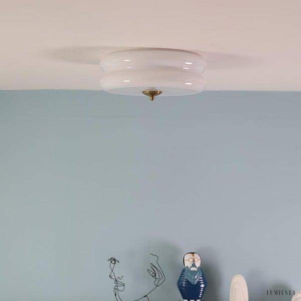 Lampa sufitowa w stylu Art Deco, biały/kremowy, platfon Ø32/40cm