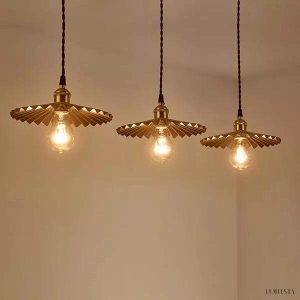 Mosiężna Lampa Wisząca Parasol w stylu rustykalnym