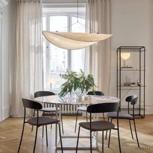 Lampa wisząca biała chmurka z ekologicznych materiałów Cloudy, miękka forma obłoku