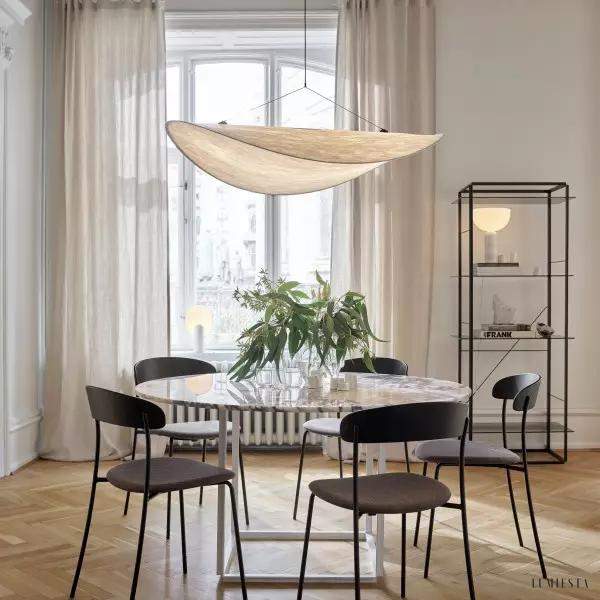 Lampa wisząca biała chmurka z ekologicznych materiałów Cloudy, miękka forma obłoku