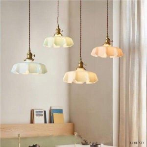 Lampa Wisząca Kwiatowa Styl Retro Szklana