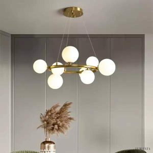 Lampa wisząca Mori w stylu skandynawskim, widok z lekkiego dołu