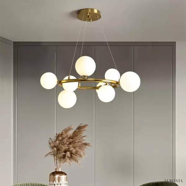 Lampa wisząca Mori w stylu skandynawskim, widok z lekkiego dołu