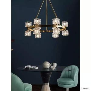 Lampa wisząca kryształowa w stylu minimalistycznym złota