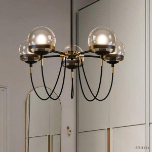 Nowoczesny żyrandol w kształcie szklanej kuli 5-10 lampowy