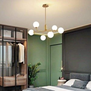 Luksusowy żyrandol szklany w kształcie kuli złoty