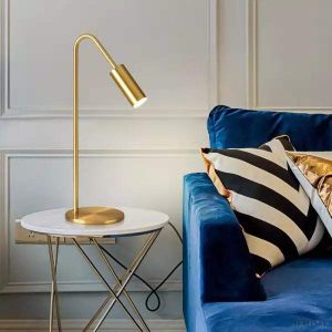 Luksusowa lampa stołowa w mosiądzu z okrągłym kloszem