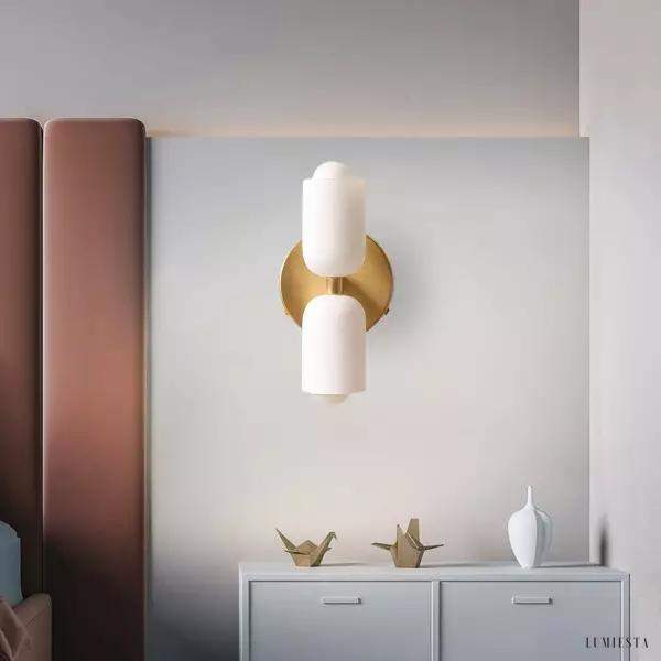 Lampy ścienne Nordyckie szklane dwugłowe w stylu minimalistycznym