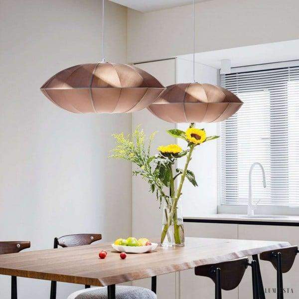 Aria - Bubble fabric pendant lamp in white-black/brown-black, Ø40/50/60cm
