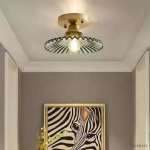 Lampka sufitowa w stylu vintage z zielonym szkłem